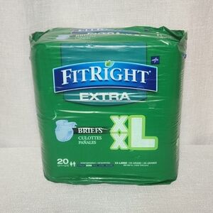 FitRight Extra Adult Diapers. SEALED PKG of 20.  XXL Unisex Briefs Odor …